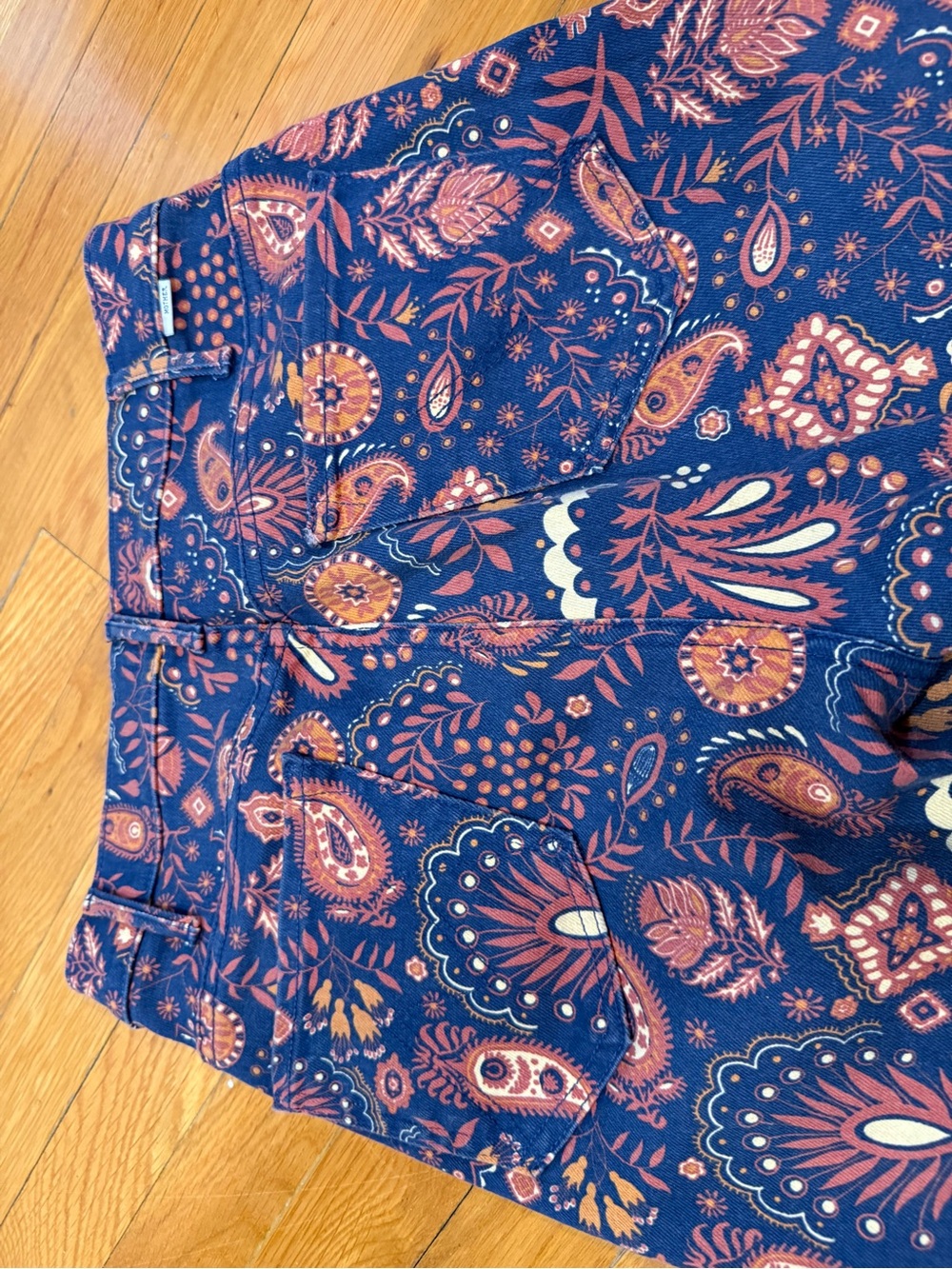 MOTHER Second Chance Hustler Flood Navy Paisley Bootcut Jeans - Picture 6 of 9
